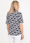 Micha Abstract Shape Stretch Top, Navy Multi