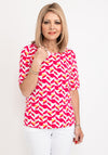 Micha Abstract Shape Stretch Top, Pink Multi