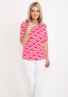 Micha Abstract Shape Stretch Top, Pink Multi