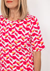 Micha Abstract Shape Stretch Top, Pink Multi