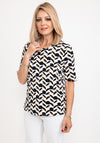 Micha Abstract Shape Stretch Top, Black Multi