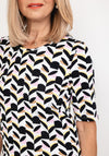 Micha Abstract Shape Stretch Top, Black Multi