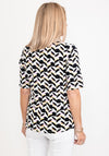 Micha Abstract Shape Stretch Top, Black Multi