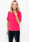 Micha Zig Zag Trim Short Sleeve Sweater, Pink & Grey