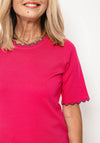 Micha Zig Zag Trim Short Sleeve Sweater, Pink & Grey