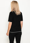 Micha Zig Zag Trim Short Sleeve Sweater, Black & White