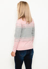 Micha Block Check Knit Sweater, Pink & Grey