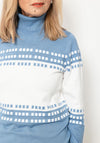 Micha Block Check Knit Sweater, Dusty Blue & White