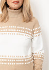 Micha Block Check Knit Sweater, Camel & White