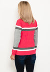 Micha Frill Neck Colour Block Sweater, Pink Multi