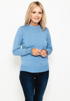 Micha Embroidered Texture Frill Trim Sweater, Dusty Blue
