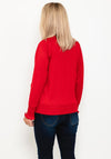 Micha Embroidered Texture Frill Trim Sweater, Red