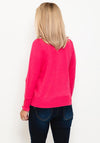 Micha Embroidered Texture Frill Trim Sweater, Pink