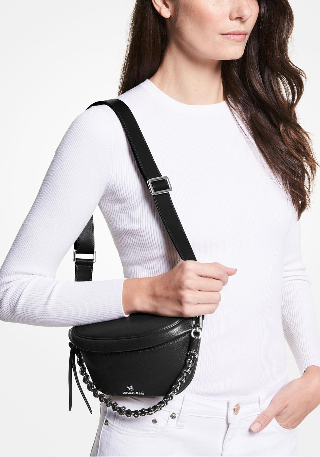 Michael Kors Extra Small Slater ❤️Michael Kors Slater Black/Silver Extra Small Sling Pack  main image 4