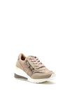 Millie & Co Lace Up Wedged Trainers, Taupe