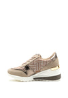 Millie & Co Lace Up Wedged Trainers, Taupe
