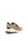 Millie & Co Lace Up Wedged Trainers, Taupe