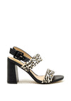 Millie & Co Kyle Leopard Block Heel Sandals, Black