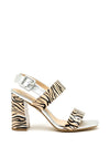 Millie & Co Kyle Zebra Block Heel Sandals, Silver