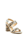Millie & Co Kyle Zebra Block Heel Sandals, Silver