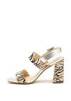 Millie & Co Kyle Zebra Block Heel Sandals, Silver