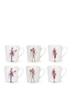 Mindy Brownes High Fashion Set of 6 Mugs, White Multi