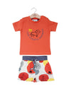 Minibol Boy Wild Animal T-shirt and Short Set, Orange