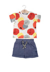 Minibol Boy Animal T-shirt and Short Set, White Multi