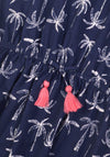 Minoti Girls Palm Tree Print Dress, Navy