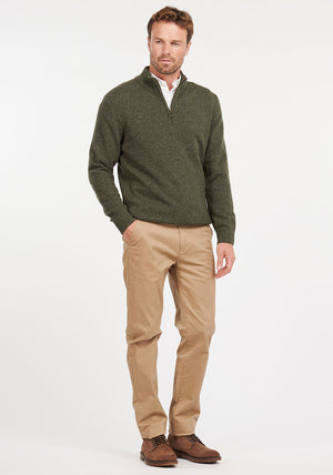 Barbour Men's Tisbury Half Zip Jumper, Seaweed Green