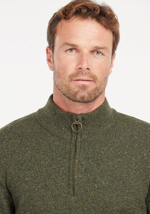 Barbour Men's Tisbury Half Zip Jumper, Seaweed Green