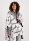 Monari Nylon Hood Knitted Oversize Cape, Grey & White