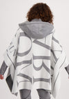 Monari Nylon Hood Knitted Oversize Cape, Grey & White