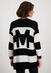 Monari Striped Light Short Cardigan, Black & White