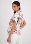 Monari Floral Short Sleeve Hoodie, White & Pink