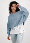 Monari Batwing Sleeve Short Knit Jumper, Blue