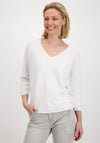 Monari Ribbed V Neck Light Jumper, White