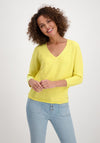 Monari Ribbed V Neck Light Jumper, Yellow
