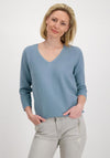 Monari Ribbed V Neck Light Jumper, Blue