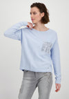 Monari Rhinestone Patch Pocket Knit Sweater, Light Blue