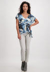Monari Floral Print Tie Hem Top, Blue Multi