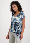 Monari Floral Print Tie Hem Top, Blue Multi