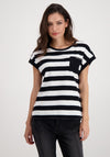 Monari Striped Patch Pocket T-Shirt, Black & White