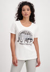 Monari Rhinestone Jaguar & Text T-Shirt, White