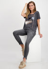 Monari Slim Leg Rhinestone Jeans, Grey