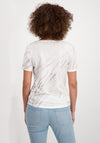 Monari V Neck Text Print T-Shirt, White & Beige