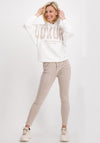 Monari Jersey Text Hooded Sweatshirt, White & Beige