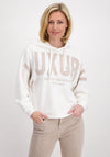 Monari Jersey Text Hooded Sweatshirt, White & Beige