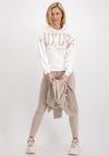 Monari Jersey Text Hooded Sweatshirt, White & Beige