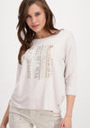 Monari Rhinestone Text T-Shirt, Beige